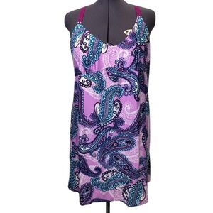 SECRET TREASURES Women's Plus size 3X Paisley Print Sleep Dress PurpleTeal